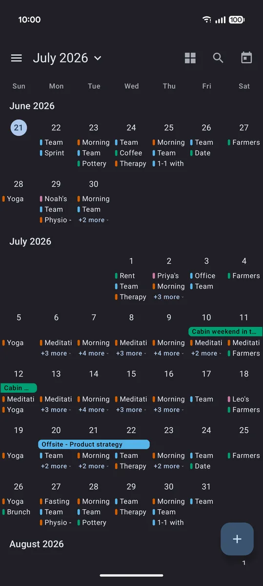Asala vertical scrolling month view